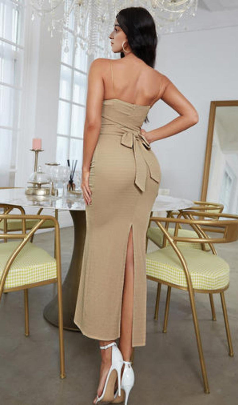 SPLIT MAXI DRESS IN BEIGE