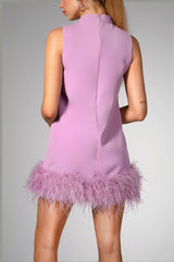 Lilac Sleeveless Feather Dress