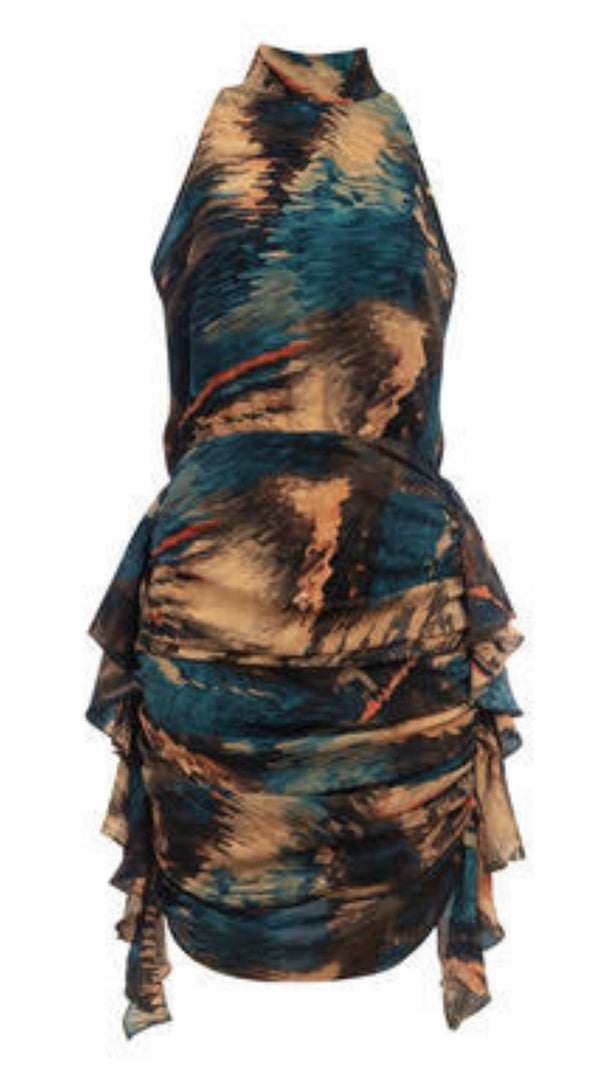 AIIZIE RUSHED MIDI DRESS IN BROWN - product image