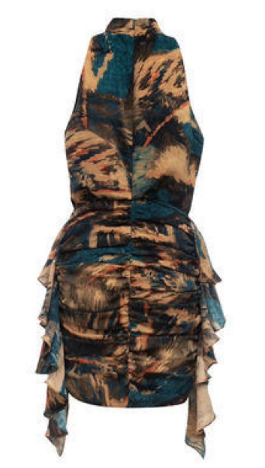 RUSHED MIDI DRESS IN BROWN