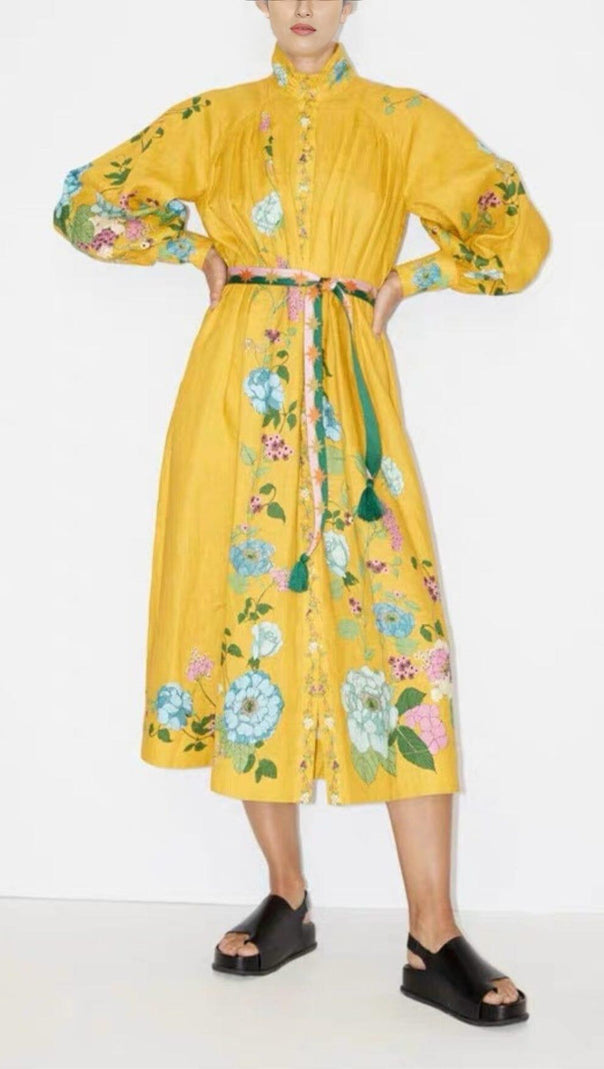 AIIZIE BOHO LOOSE LACE FLORAL MAXI DRESS - product image