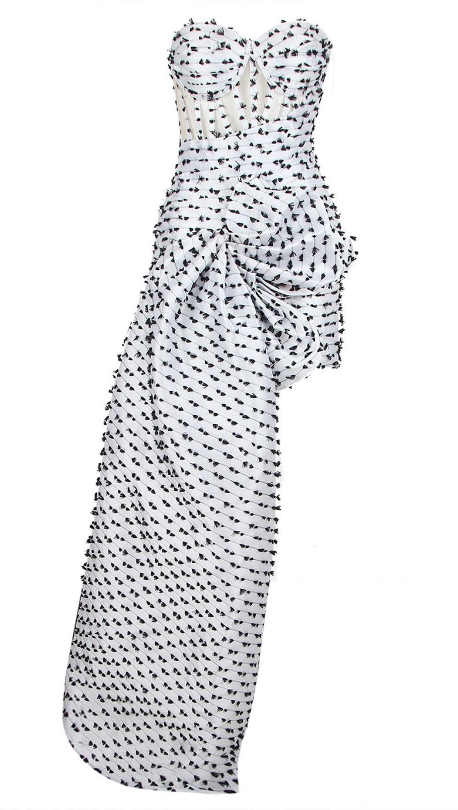 ABITO MIDI CON CORSETTO SENZA SPALLINE IN BIANCO
