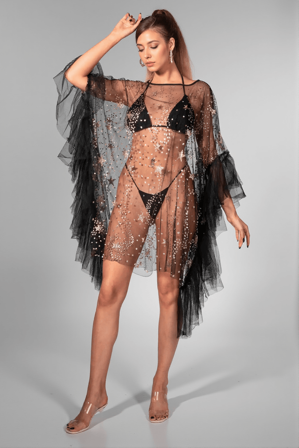 Breindy Mesh-Rüschenkleid