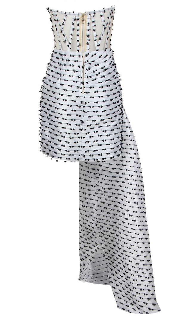 ABITO MIDI CON CORSETTO SENZA SPALLINE IN BIANCO