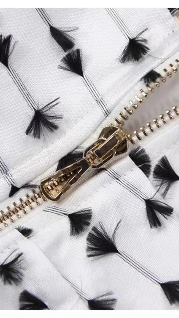 ABITO MIDI CON CORSETTO SENZA SPALLINE IN BIANCO