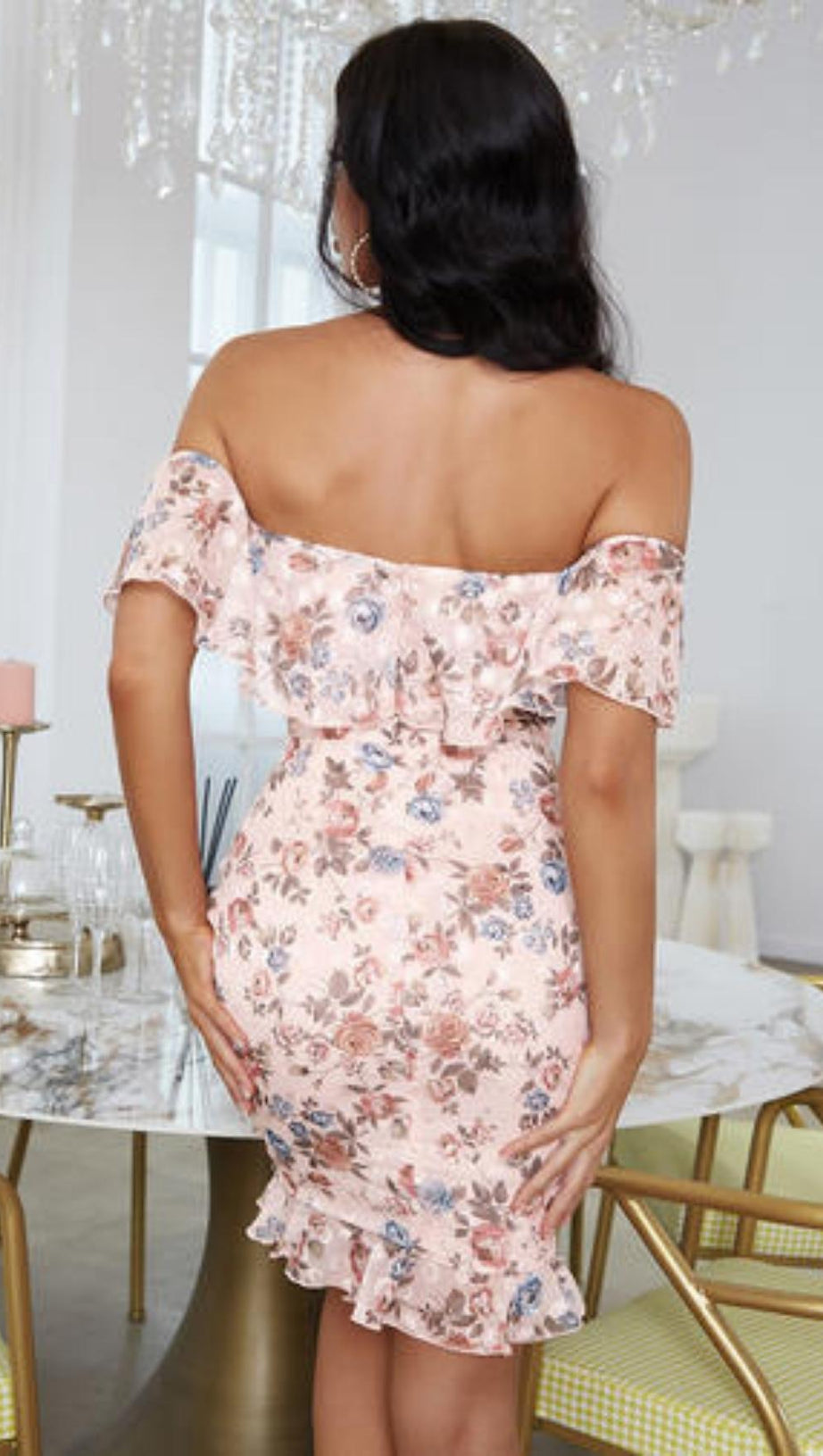 PRINTED FLOWER MIDI DRESS IN PINK
