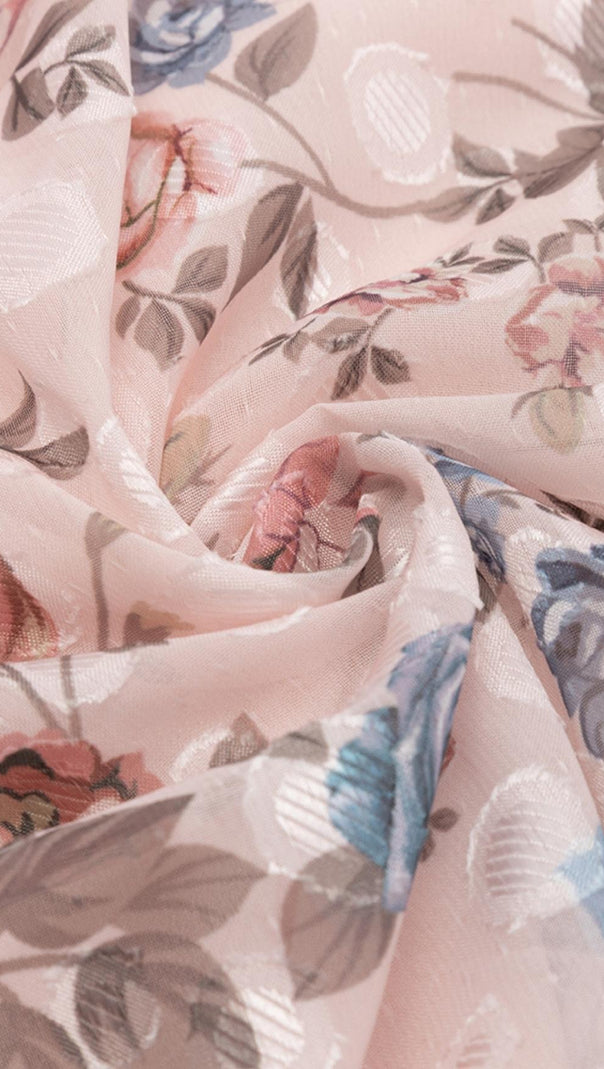 Printed Flower Midi Dress in Pink