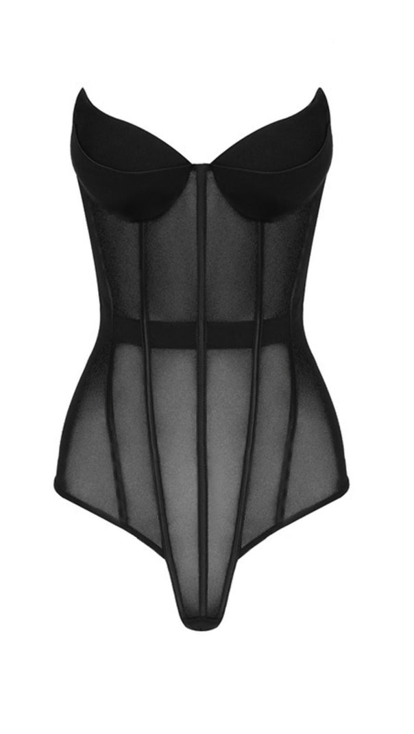 AIIZIE STRAPLESS FISHBONE TOPS IN BLACK - product image