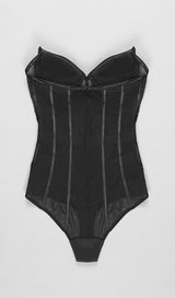 STRAPLESS FISHBONE TOPS IN BLACK