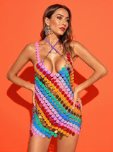 Irene Chainmail Mini Dress in Rainbow