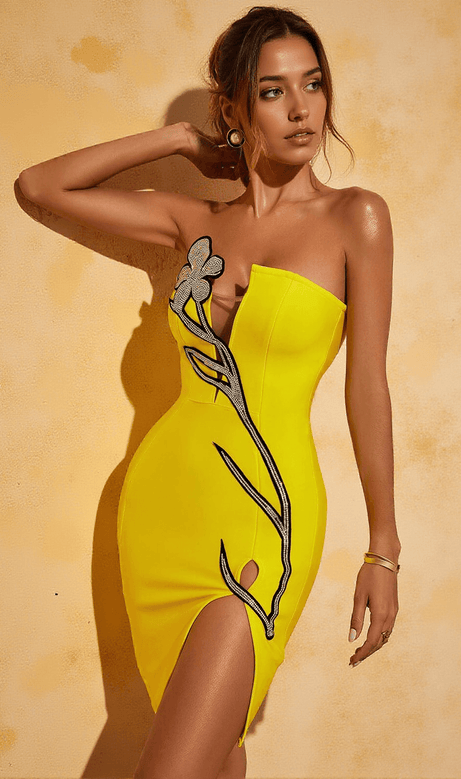 Hadassah – Trägerloses Mini-Bandage-Kleid mit Strass
