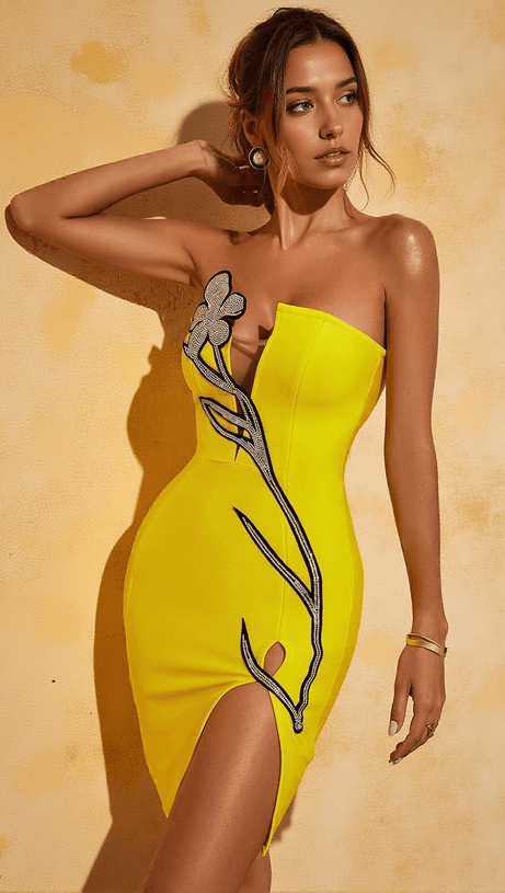 Hadassah – Trägerloses Mini-Bandage-Kleid mit Strass