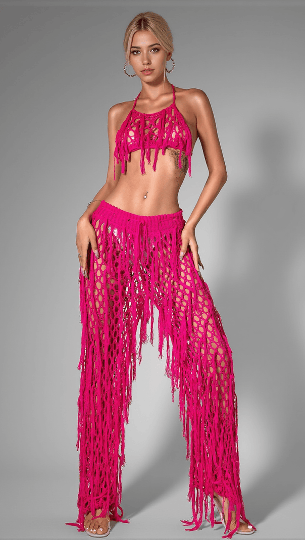 AIIZIE ANNALEYZA KNIT FRINGE HALTER SET - product image