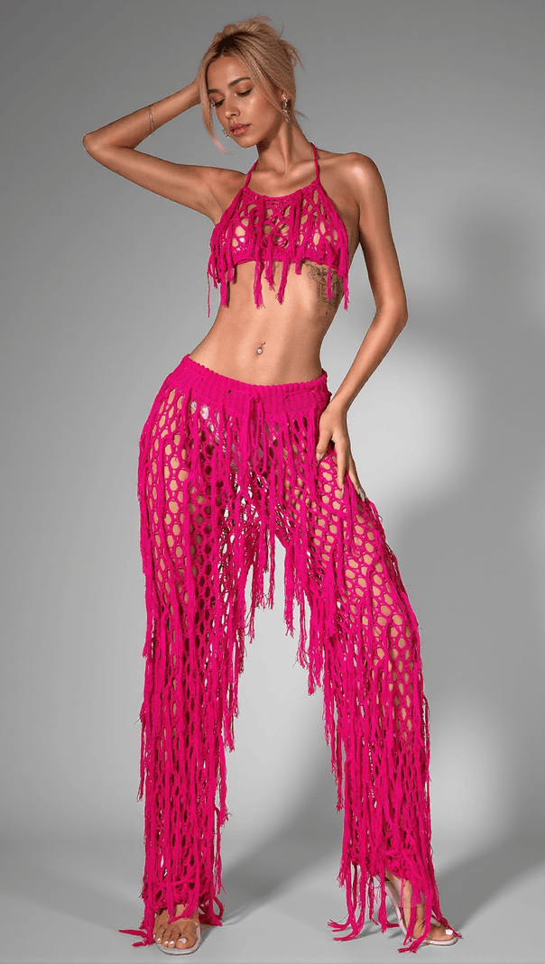 AIIZIE ANNALEYZA KNIT FRINGE HALTER SET - product image