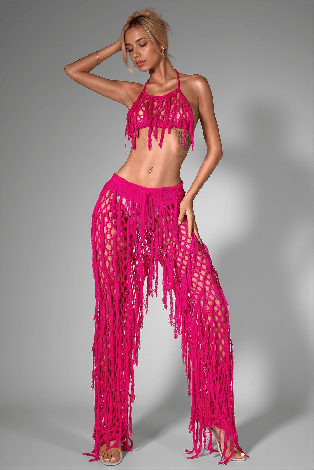 Annaleyza – Neckholder-Set mit Strickfransen