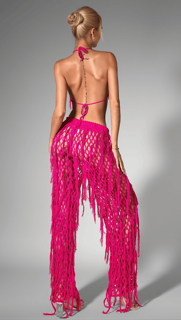 AIIZIE ANNALEYZA KNIT FRINGE HALTER SET - product image