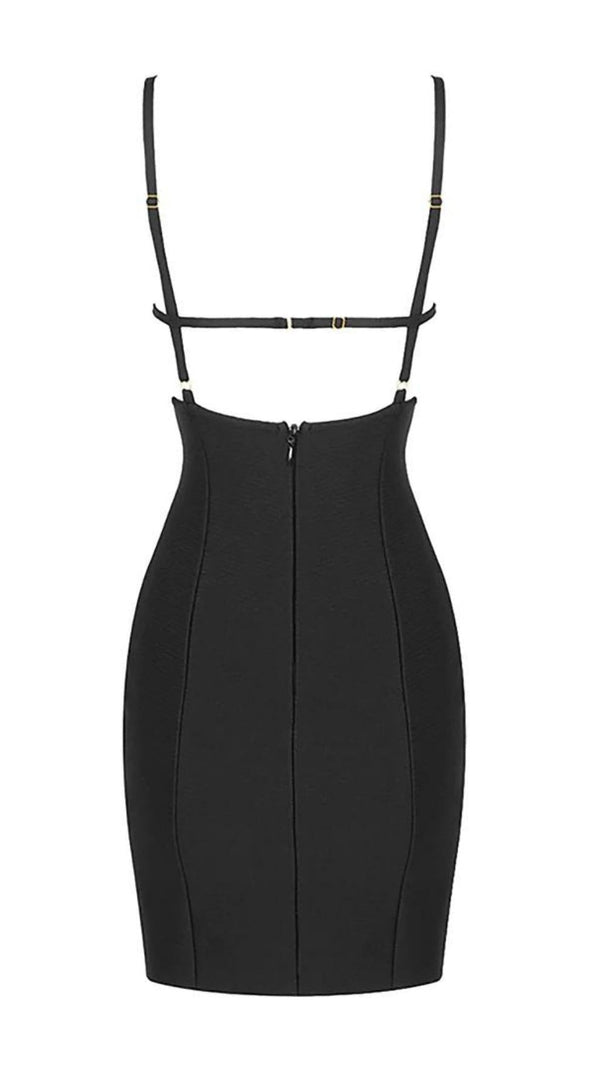 AIIZIE HOLLOW OUT MINI BANDAGE DRESS IN BIACK - product image