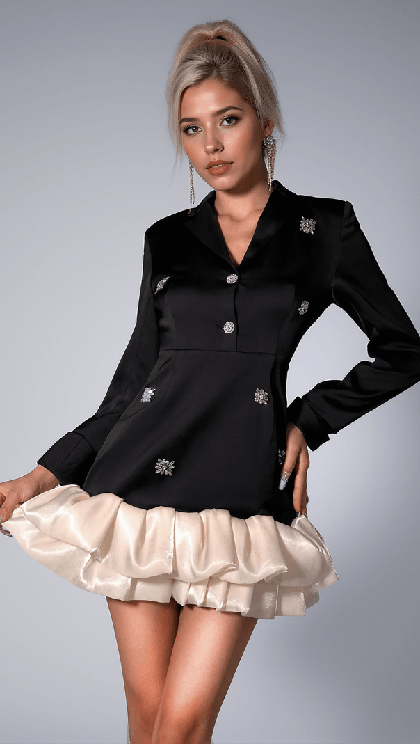 AIIZIE GALIANE FLORAL DIAMANTE ORGANZA BLAZER DRESS - product image