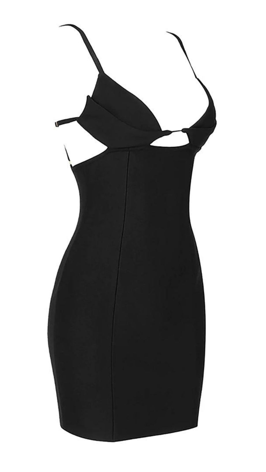 HOLLOW OUT MINI BANDAGE DRESS IN BIACK