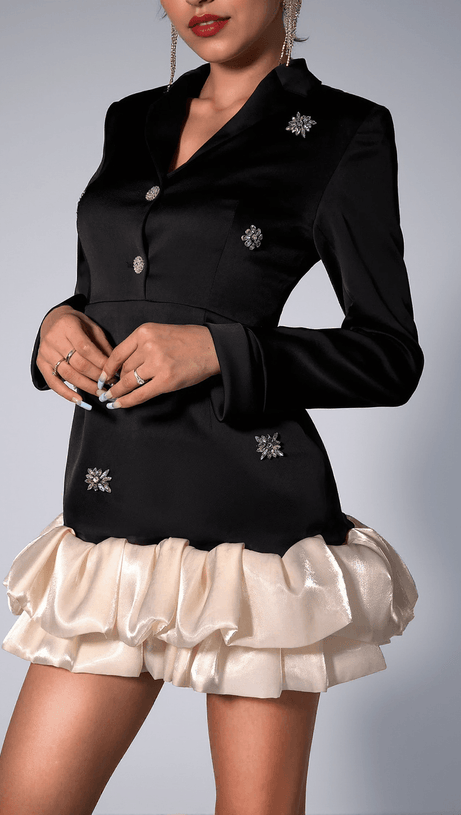 GALIANE FLORAL DIAMANTE ORGANZA BLAZER DRESS