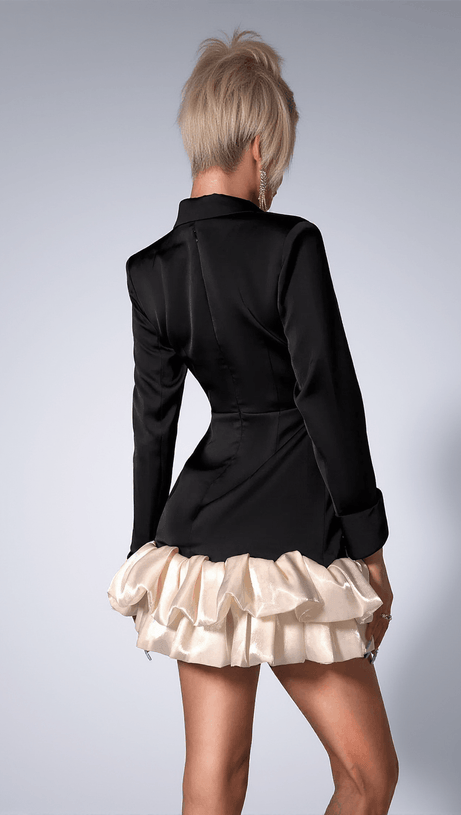 GALIANE FLORAL DIAMANTE ORGANZA BLAZER DRESS