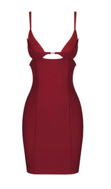 HOLLOW OUT MINI BANDAGE DRESS IN BIACK