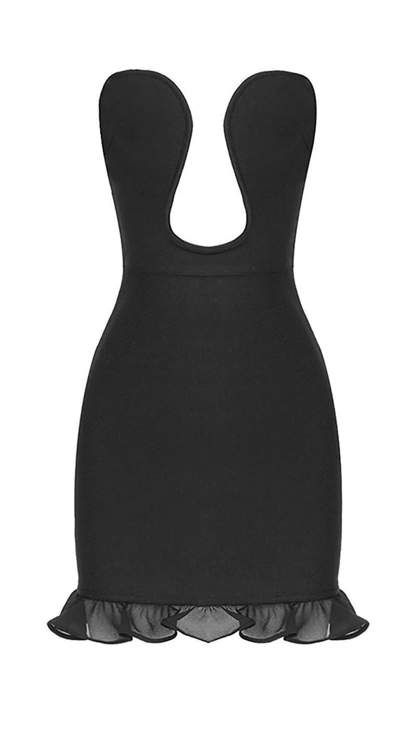 AIIZIE STRAPLESS BANDAGE MINI DRESS IN BLACK - product image
