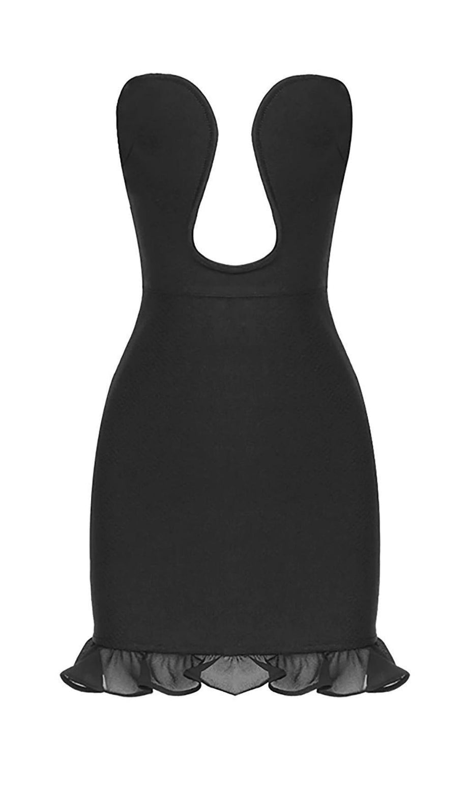 TRÄGERLOSES BANDAGE-MINIKLEID IN SCHWARZ