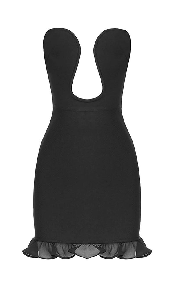 STRAPLESS BANDAGE MINI DRESS IN BLACK