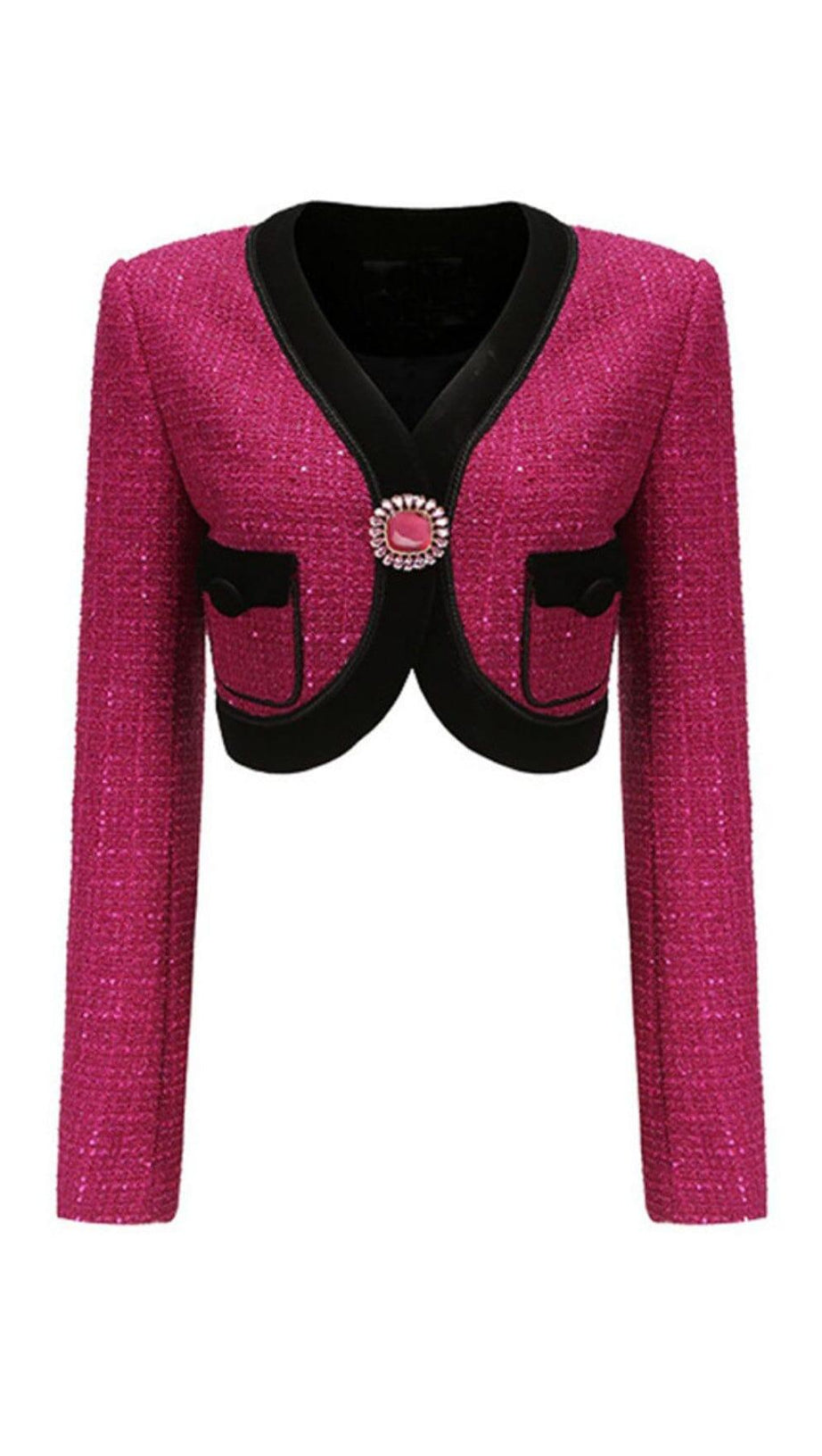 V NECK LONG SLEEVE PATCHWORK BUTTON VINTAGE SHORT COATS
