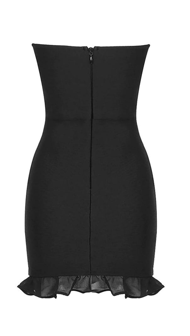 AIIZIE STRAPLESS BANDAGE MINI DRESS IN BLACK - product image