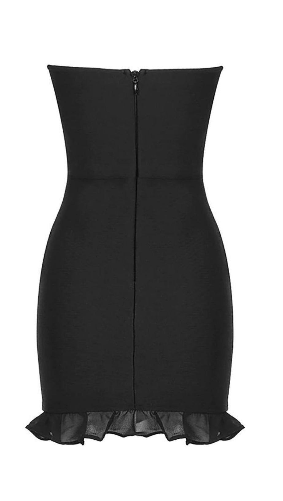 STRAPLESS BANDAGE MINI DRESS IN BLACK