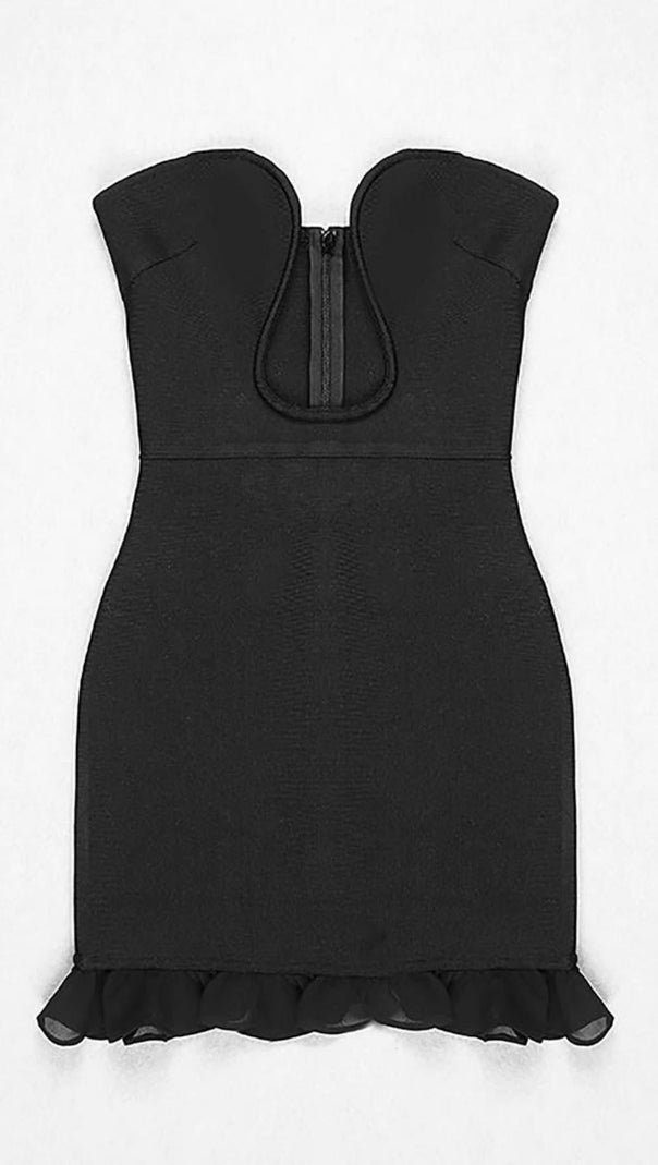 AIIZIE STRAPLESS BANDAGE MINI DRESS IN BLACK - product image