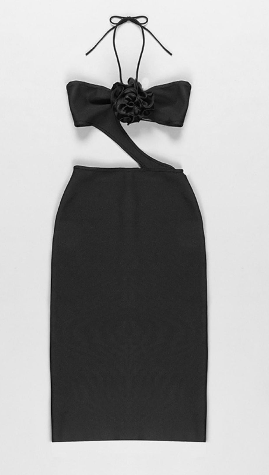 CUT OUT MIDI DRESS IN BLACK