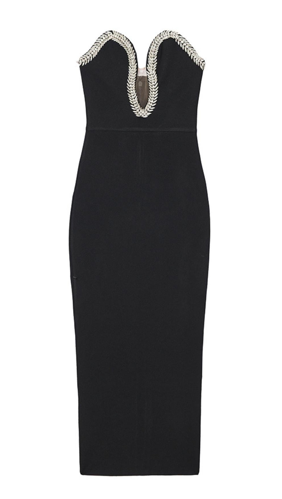ABITO MIDI NERO CON CRISTALLI