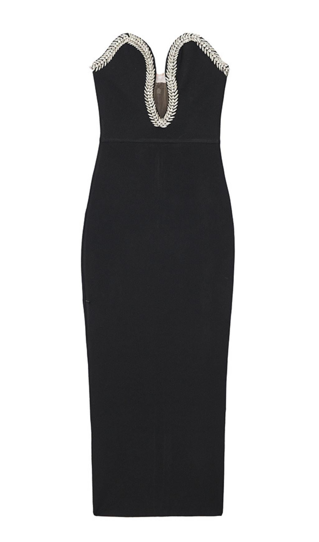 ABITO MIDI NERO CON CRISTALLI