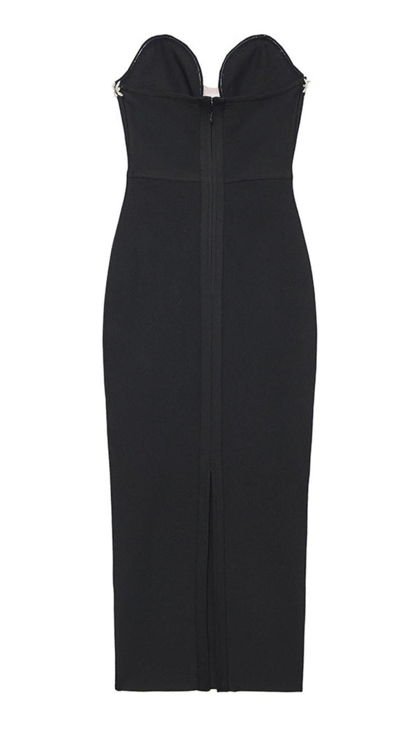 AIIZIE CRYSTAL EMBELLISHED MIDI DRESS IN BIACK - product image