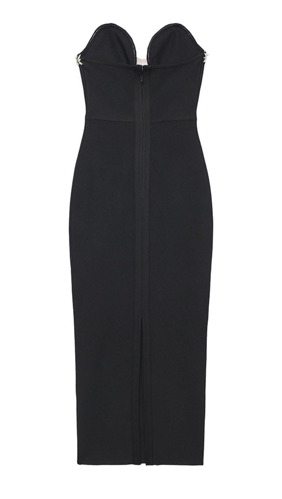 CRYSTAL EMBELLISHED  MIDI DRESS IN BIACK