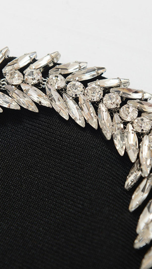 AIIZIE CRYSTAL EMBELLISHED MIDI DRESS IN BIACK - product image
