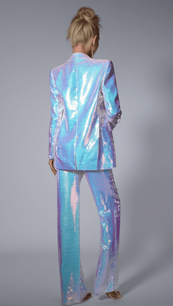 AIIZIE BRITTINY SEQUIN POCKET WHITE 2 PIECE BLAZER SET - product image