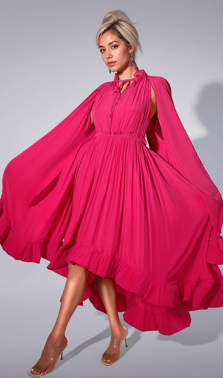 Bridgett Flower Pleat Belt Dress