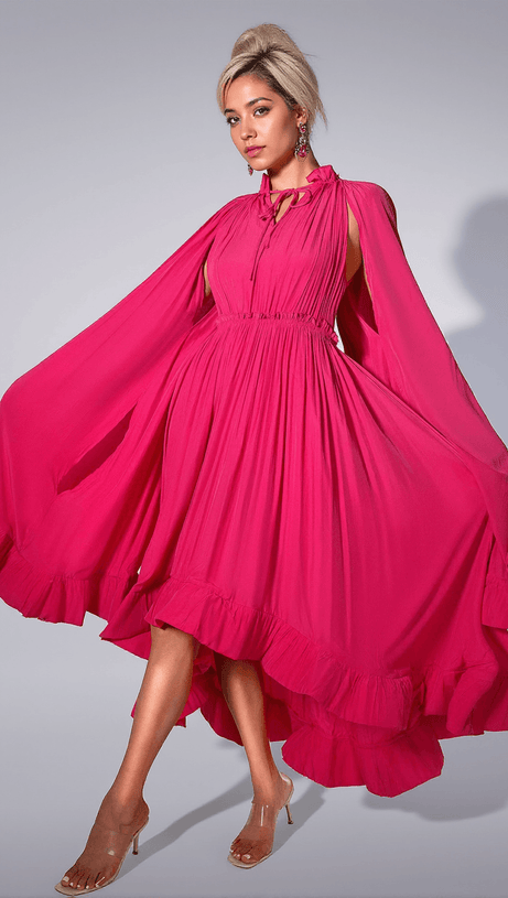 BRIDGETT FLOWER PLEAT BELT DRESS