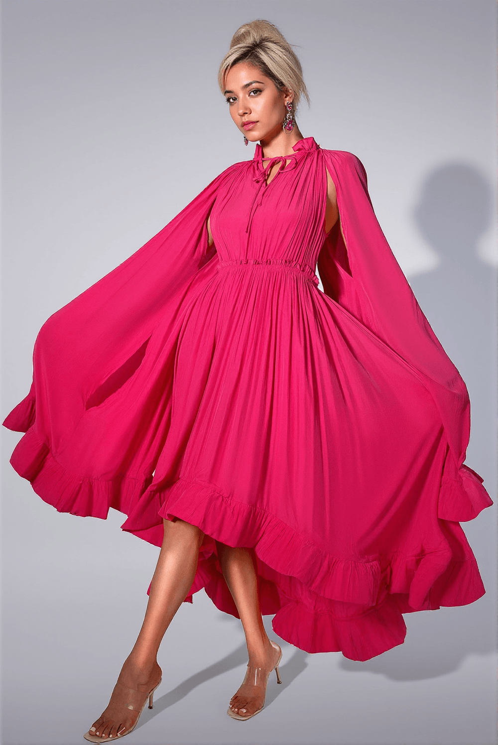 BRIDGETT FLOWER PLEAT BELT DRESS