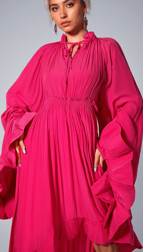 BRIDGETT FLOWER PLEAT BELT DRESS