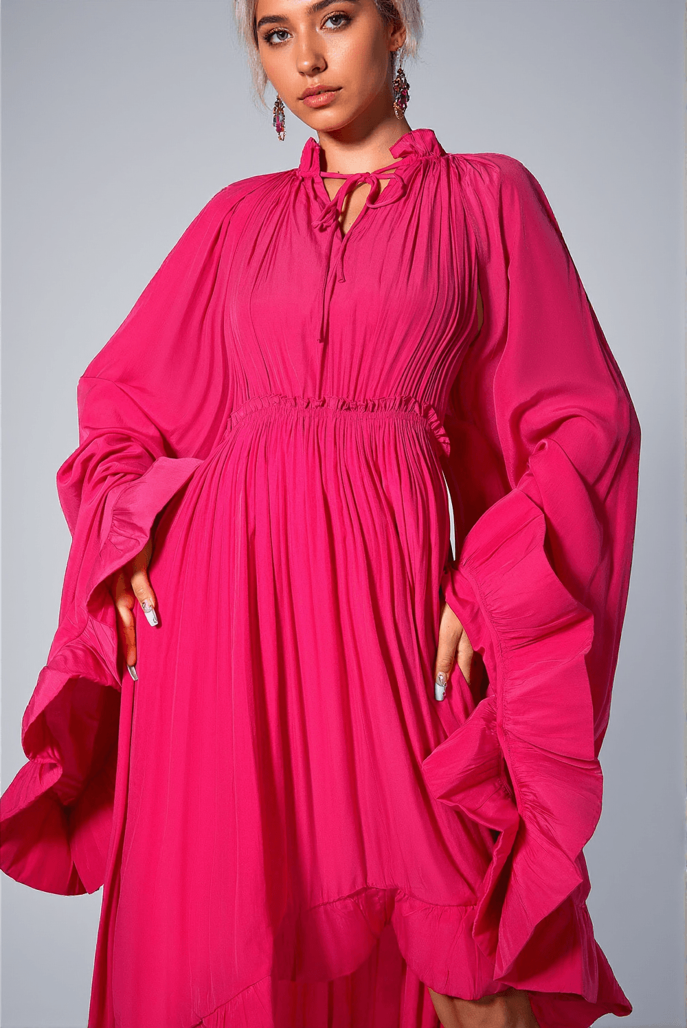 BRIDGETT FLOWER PLEAT BELT DRESS