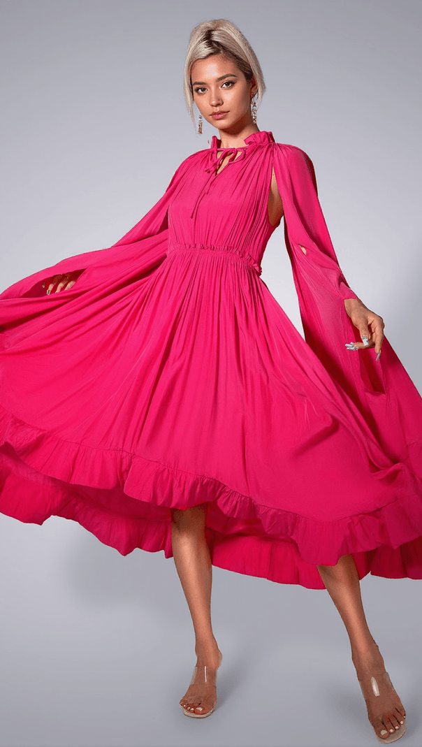 AIIZIE BRIDGETT FLOWER PLEAT BELT DRESS - product image