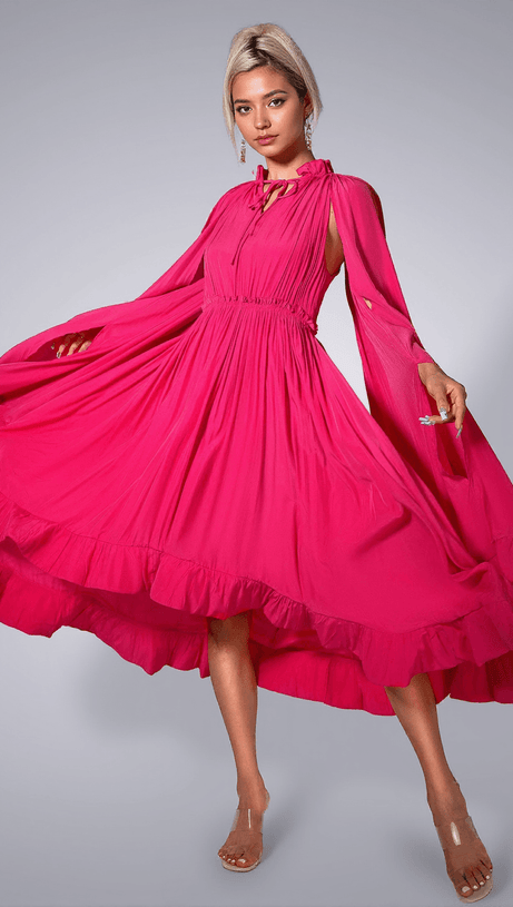 BRIDGETT FLOWER PLEAT BELT DRESS