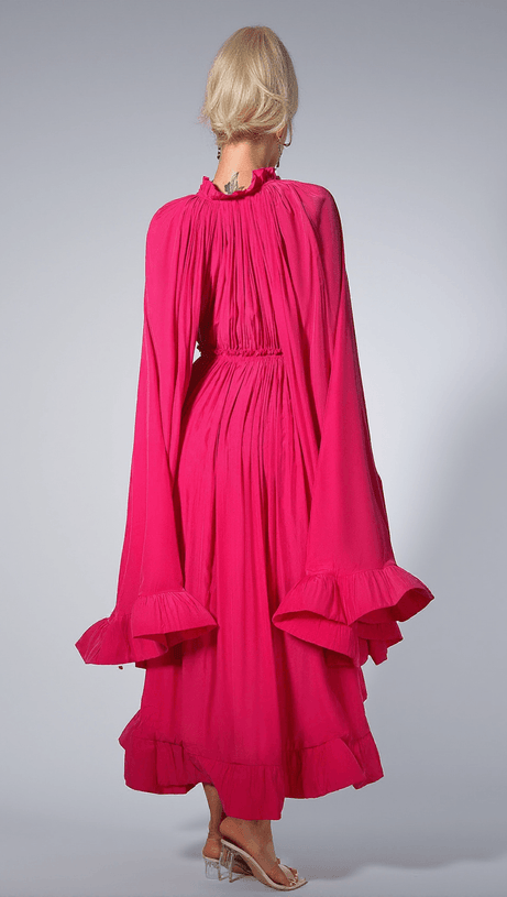 BRIDGETT FLOWER PLEAT BELT DRESS