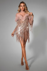 Brionie Sequin Fringe Flower Dress