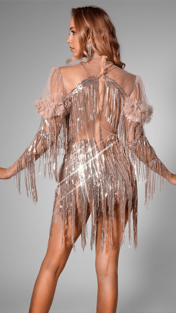 AIIZIE BRIONIE SEQUIN FRINGE FLOWER DRESS - product image